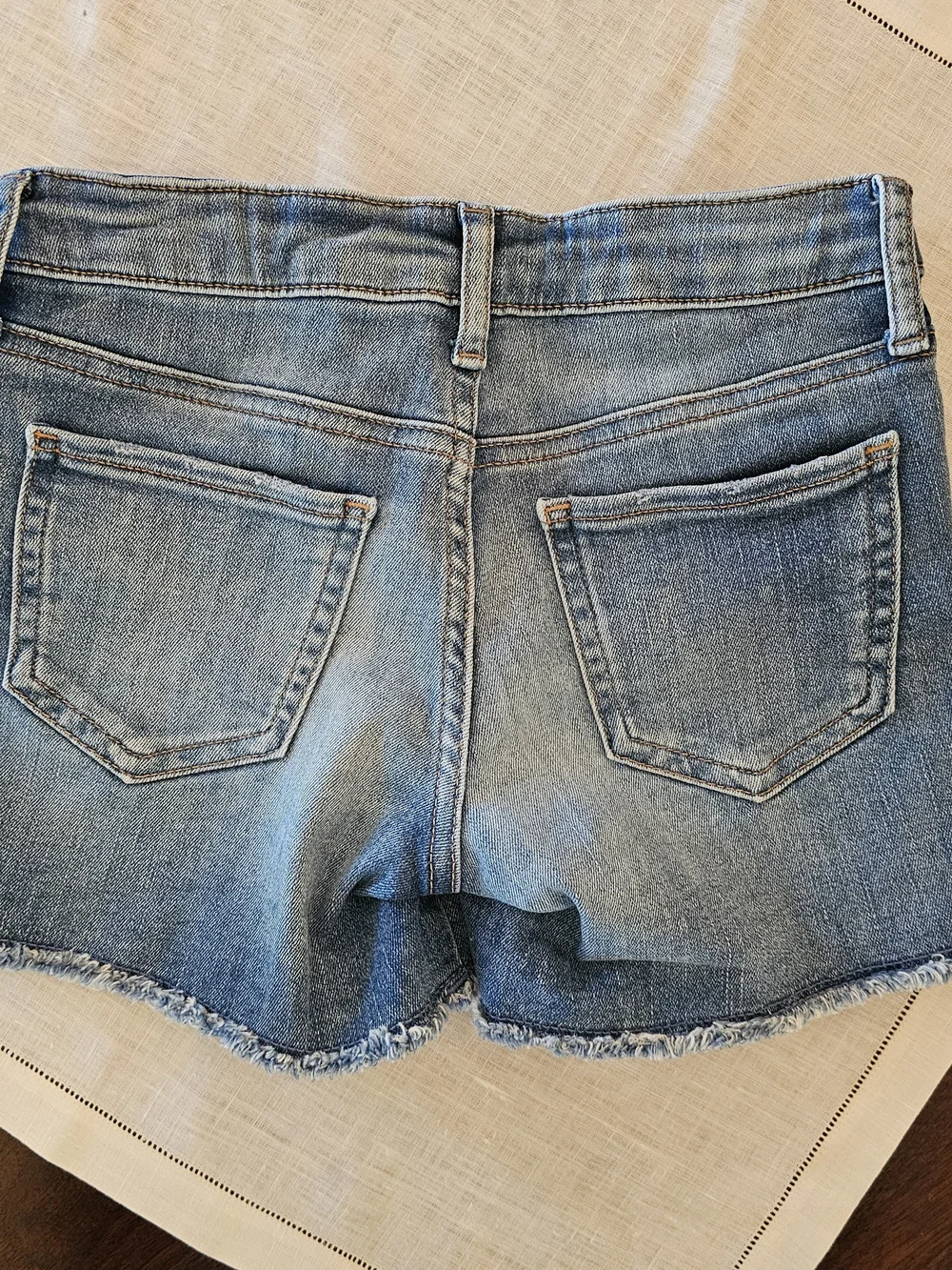 Gap Kids Girls Blue Denim Cut-Off Distressed Frayed Midi Shorts Sz M 8/9